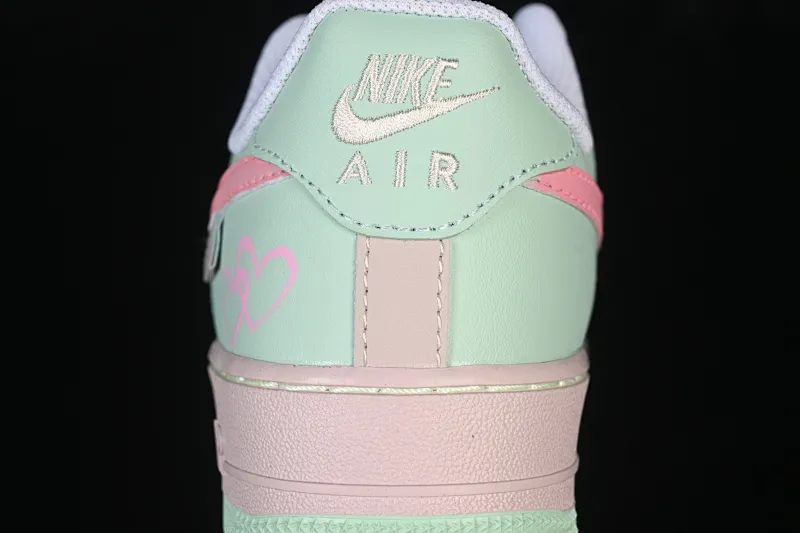 All categories Nk Air Force 1 Air Force series Nk Air Force 1 Low Air Force low top Nike Air Force 1'07 Low "Mint & Pink Sweetheart" Hand-painted graffiti Green and pink sweetheart Air Force 1 low-top casual sneakers DB3301-909